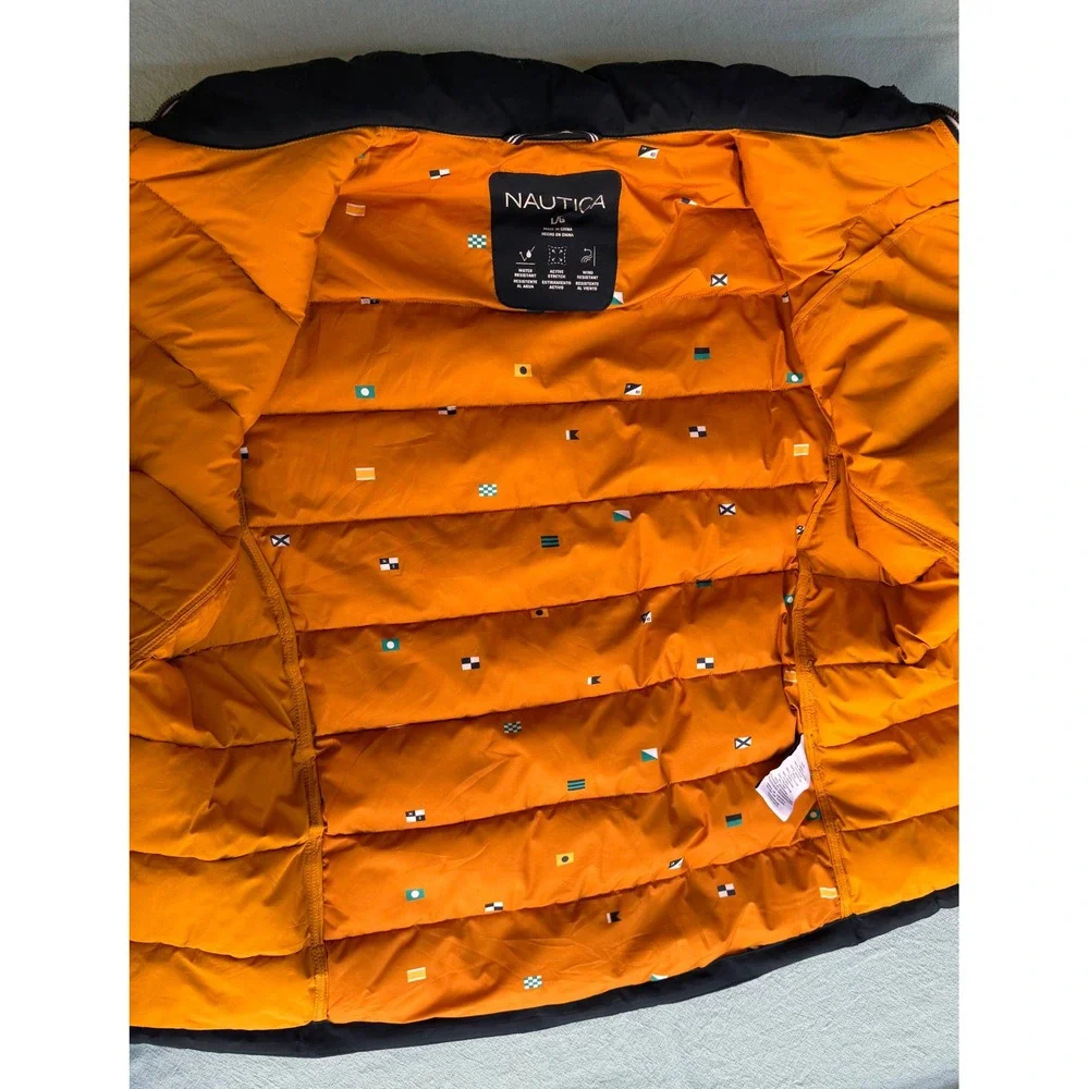 Nautica Mens Navy Blue Puffer Jacket Water Resistant Wind Resistant Size Large - Picture 6 of 9